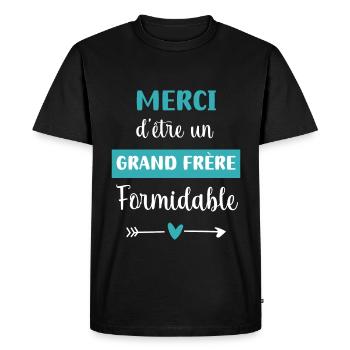 merci grand frère formidable - T-shirt Premium bio Homme - noir - Devant - Nico (187cm)