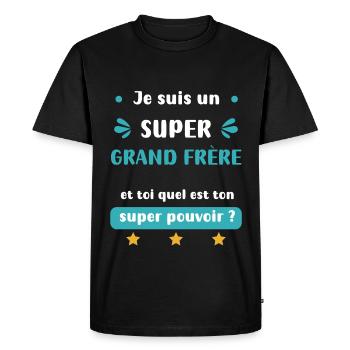 super grand frère super pouvoir - T-shirt Premium bio Homme - noir - Devant - Nico (187cm)