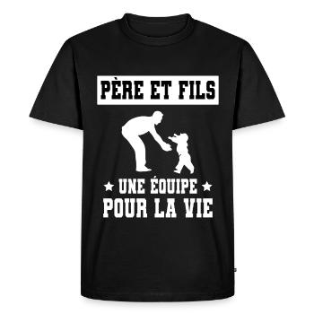 papa père et fils duo homme cadeau fête des pères - T-shirt Premium bio Homme - noir - Devant - Nico (187cm)