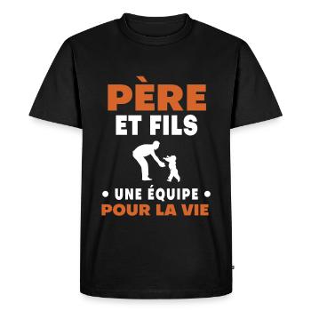 père fils papa duo homme cadeau fête des pères - T-shirt Premium bio Homme - noir - Devant - Nico (187cm)