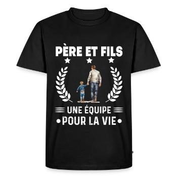 papa père et fils équipe duo homme fête des pères - T-shirt Premium bio Homme - noir - Devant - Nico (187cm)
