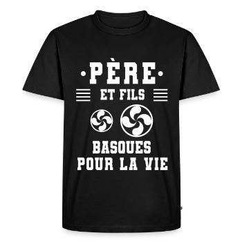 père et fils papa basque - T-shirt Premium bio Homme - noir - Devant - Nico (187cm)
