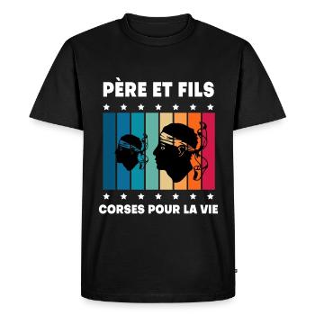 Father and son vintage Corsican dad - Men's Premium Organic T-Shirt - black - Front - Nico (187cm)