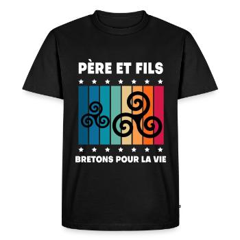Father and Son Dad Breton Vintage Brittany - Men's Premium Organic T-Shirt - black - Front - Nico (187cm)