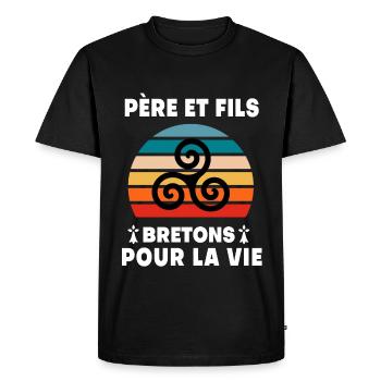 Father and Son Vintage Breton Dad Brittany - Men's Premium Organic T-Shirt - black - Front - Nico (187cm)