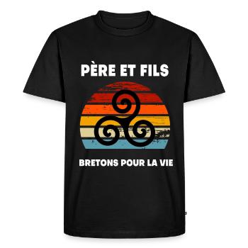 Father and Son Vintage Breton Dad Brittany - Men's Premium Organic T-Shirt - black - Front - Nico (187cm)