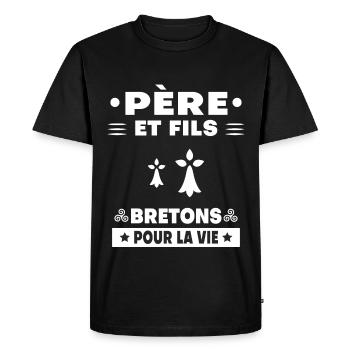 Father and son Brittany Breton dad - Men's Premium Organic T-Shirt - black - Front - Nico (187cm)
