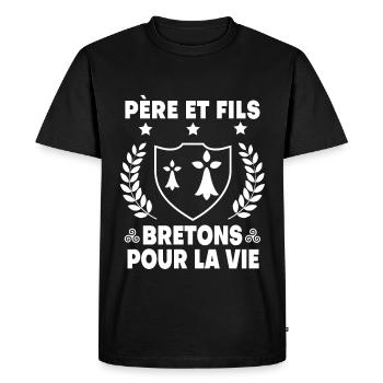 Father and son Brittany Breton triskel dad - Men's Premium Organic T-Shirt - black - Front - Nico (187cm)