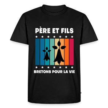 Father and Son Dad Brittany Vintage Breton - Men's Premium Organic T-Shirt - black - Front - Nico (187cm)