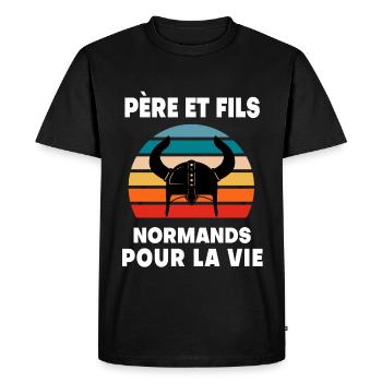 Father and son Dad Norman Normandy - Men's Premium Organic T-Shirt - black - Front - Nico (187cm)