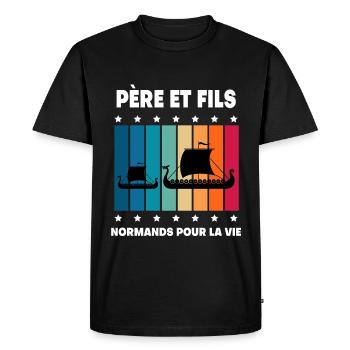 Father and Son Vintage Norman Normandy - Men's Premium Organic T-Shirt - black - Front - Nico (187cm)