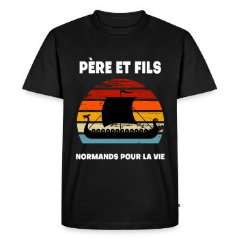 Father and Son Norman Vintage Normandy - Men's Premium Organic T-Shirt - black - Front - Nico (187cm)
