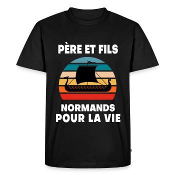 Father and Son Vintage Normandy Norman - Men's Premium Organic T-Shirt - black - Front - Nico (187cm)