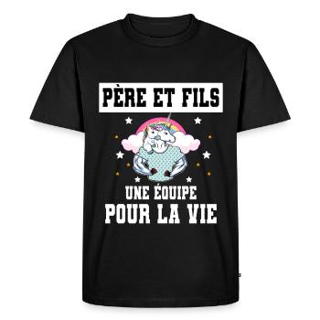 licorne père et fils duo homme - T-shirt Premium bio Homme - noir - Devant - Nico (187cm)