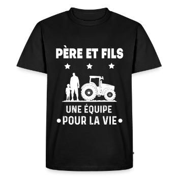 agriculteur père et fils équipe duo homme - T-shirt Premium bio Homme - noir - Devant - Nico (187cm)