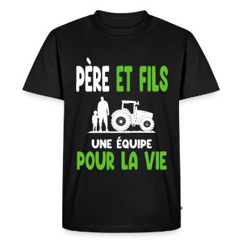 Farmer father and son team for life life - Men's Premium Organic T-Shirt - black - Front - Nico (187cm)