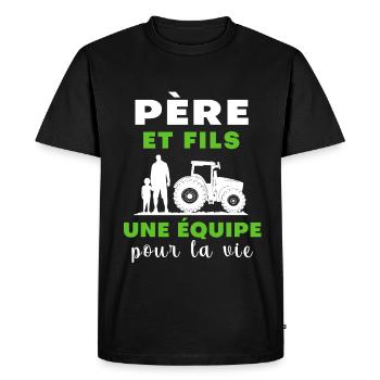 farmer father and son - Men's Premium Organic T-Shirt - black - Front - Nico (187cm)