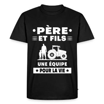 père et fils agriculteur duo homme - T-shirt Premium bio Homme - noir - Devant - Nico (187cm)