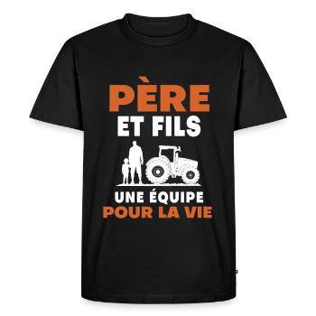 père fils agriculteur duo homme - T-shirt Premium bio Homme - noir - Devant - Nico (187cm)