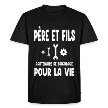 bricolage père et fils partenaire pour la vie papa - T-shirt Premium bio Homme - noir - Devant - Nico (187cm)