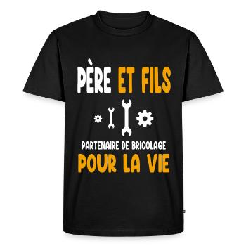 bricolage père et fils partenaire vie papa - T-shirt Premium bio Homme - noir - Devant - Nico (187cm)