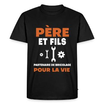 père fils bricolage duo homme papa - T-shirt Premium bio Homme - noir - Devant - Nico (187cm)