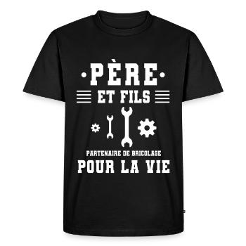 père fils bricolage papa - T-shirt Premium bio Homme - noir - Devant - Nico (187cm)