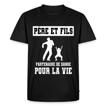 danse père et fils duo homme papa - T-shirt Premium bio Homme - noir - Devant - Nico (187cm)