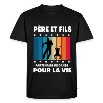 père et fils danse homme vintage papa - T-shirt Premium bio Homme - noir - Devant - Nico (187cm)
