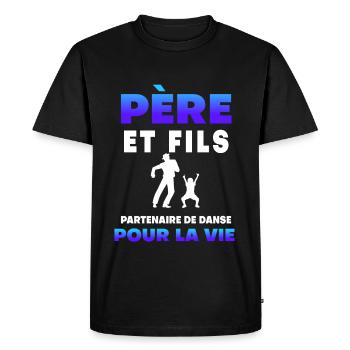 father son dance partner duet man dad - Men's Premium Organic T-Shirt - black - Front - Nico (187cm)