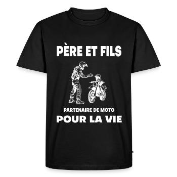 moto père et fils duo homme partenaire papa motard - T-shirt Premium bio Homme - noir - Devant - Nico (187cm)