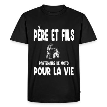 moto père et fils partenaire papa motard - T-shirt Premium bio Homme - noir - Devant - Nico (187cm)