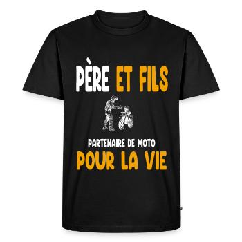 moto père et fils partenaire vie papa motard - T-shirt Premium bio Homme - noir - Devant - Nico (187cm)