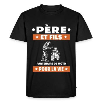 père et fils moto duo homme partenaire papa motard - T-shirt Premium bio Homme - noir - Devant - Nico (187cm)