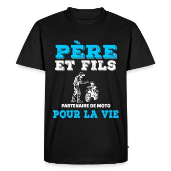 père et fils moto partenaire duo homme papa motard - T-shirt Premium bio Homme - noir - Devant - Nico (187cm)