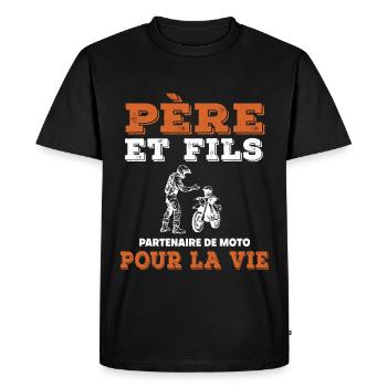 père et fils moto partenaire vie papa motard - T-shirt Premium bio Homme - noir - Devant - Nico (187cm)
