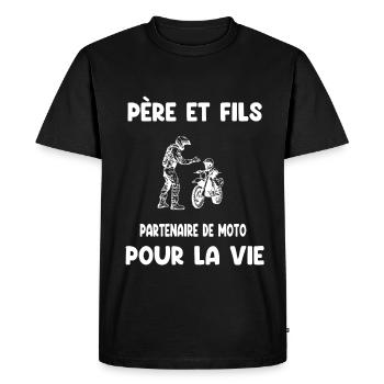 père et fils moto partenaire pour vie papa motard - T-shirt Premium bio Homme - noir - Devant - Nico (187cm)