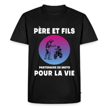père et fils moto rétro vintage homme papa motard - T-shirt Premium bio Homme - noir - Devant - Nico (187cm)