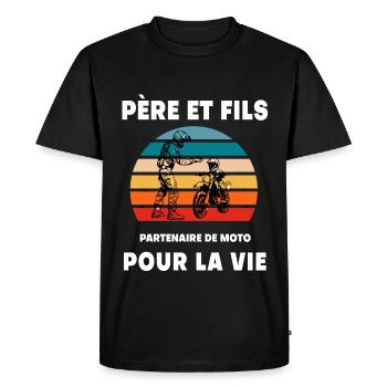 Father and Son Motorcycle Vintage Retro Biker Dad - Men's Premium Organic T-Shirt - black - Front - Nico (187cm)