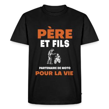 père fils moto duo homme papa motard - T-shirt Premium bio Homme - noir - Devant - Nico (187cm)