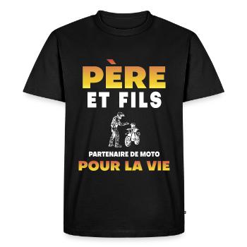 père fils moto partenaire vie papa motard - T-shirt Premium bio Homme - noir - Devant - Nico (187cm)