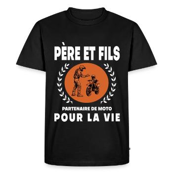 Father Son Motorcycle Vintage Retro Biker Dad - Men's Premium Organic T-Shirt - black - Front - Nico (187cm)