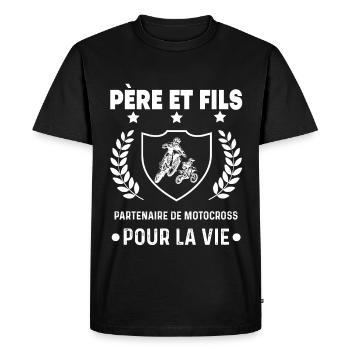 motocross père et fils partenaire duo homme motard - T-shirt Premium bio Homme - noir - Devant - Nico (187cm)