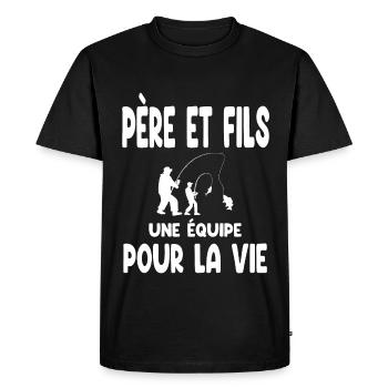 pêche père et fils équipe pour la vie papa pêcheur - T-shirt Premium bio Homme - noir - Devant - Nico (187cm)