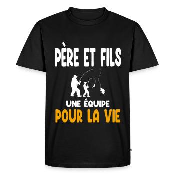pêche père et fils équipe vie papa pêcheur - T-shirt Premium bio Homme - noir - Devant - Nico (187cm)