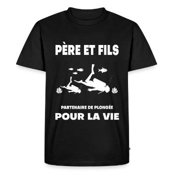 plongée père et fils partenaire papa plongeur - T-shirt Premium bio Homme - noir - Devant - Nico (187cm)