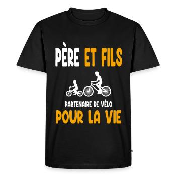 vélo père et fils partenaire vie papa cycliste - T-shirt Premium bio Homme - noir - Devant - Nico (187cm)