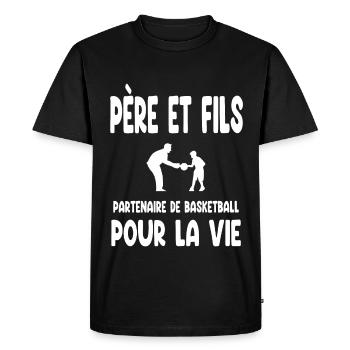 basketball père et fils partenaire pour la vie - T-shirt Premium bio Homme - noir - Devant - Nico (187cm)