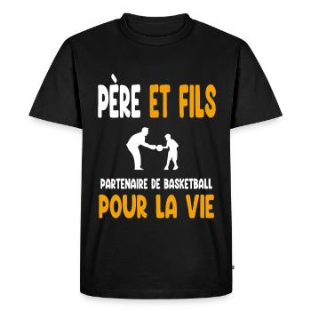 basketball père et fils partenaire vie papa - T-shirt Premium bio Homme - noir - Devant - Nico (187cm)