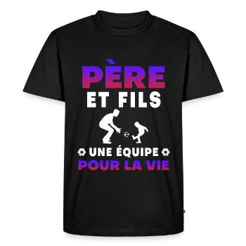 père fils football équipe pour la vie papa - T-shirt Premium bio Homme - noir - Devant - Nico (187cm)